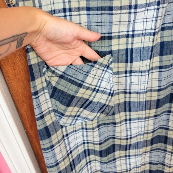 Vintage 90s Plaid Print Overall Style Maxi Dress - Picture 4 of 8